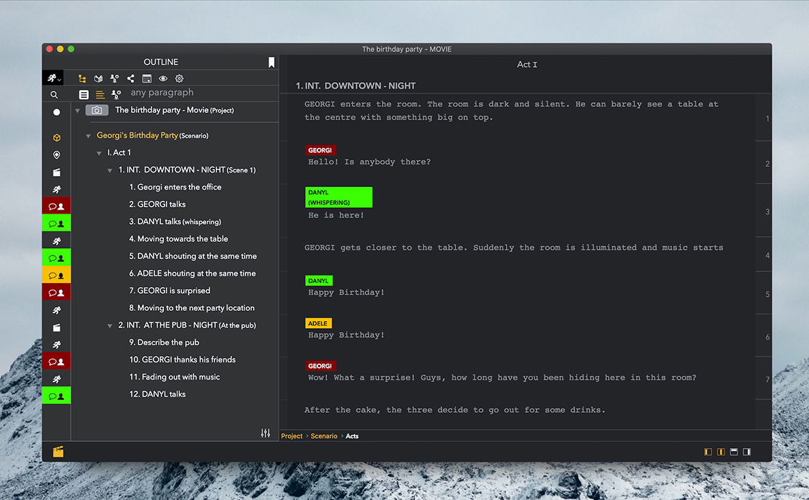 TwelvePoint is an app for macOS and iOS that guides you thtough the creattion of a successful screenplay. 