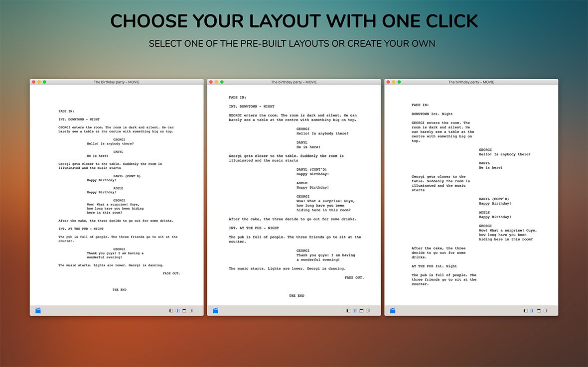 Your scenario is auttamtically generated accordiing to the format selected.